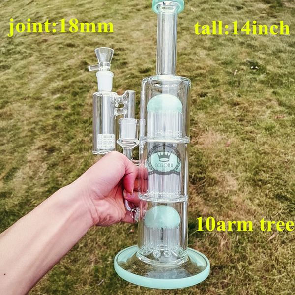 Nargile bongs çift kafes perkolator nargile dab petrol kuleleri bong ile 18mm cam yağ brülör boru