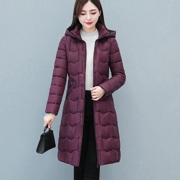 

women's down & parkas 2021 women autumn winter long solid hooded thicken zipper warm windproof jackets snow coat for lady size l-4xl, Black