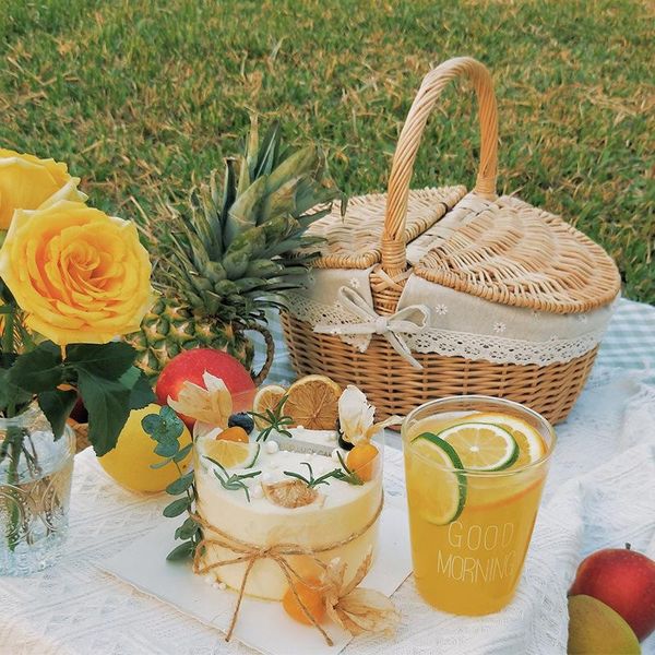 

woven picnic baskets willow wicker camping basket for fruit candy wine flower toy gift storage kitchen orginazer home decor