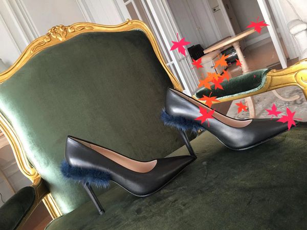 

2021 genuine leather woman shoes high heels fashion designer luxury sandals women pumps wedding dress shoe with logo and box size 35-41 -h28, Black