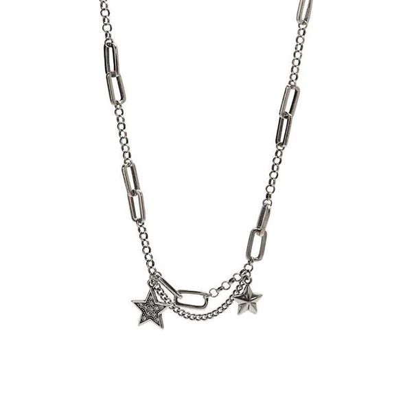 

pendant necklaces bohemia metal geometry star necklace vintage contracted joker sweater chains choker for women, Silver