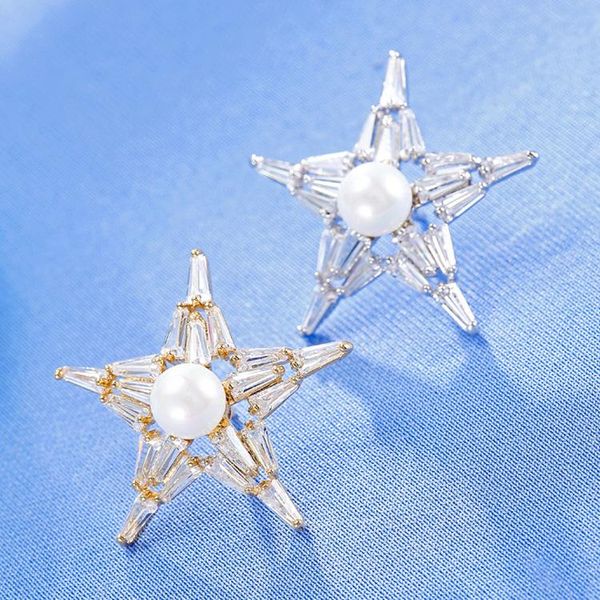 

pins, brooches exquisite crystals cz pentagonal star collar shirt pin brooch fashion ornament jewelry for lady, Gray