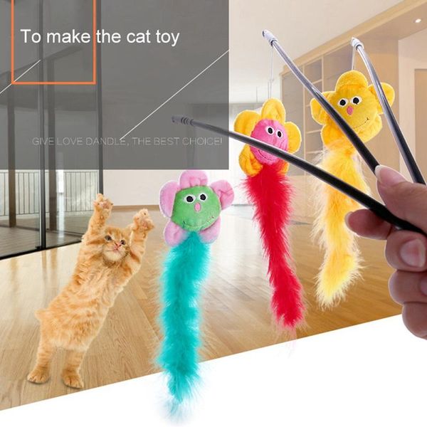 

cat toys feather for teaser funny cute pet supplies colorful cats stick interactive