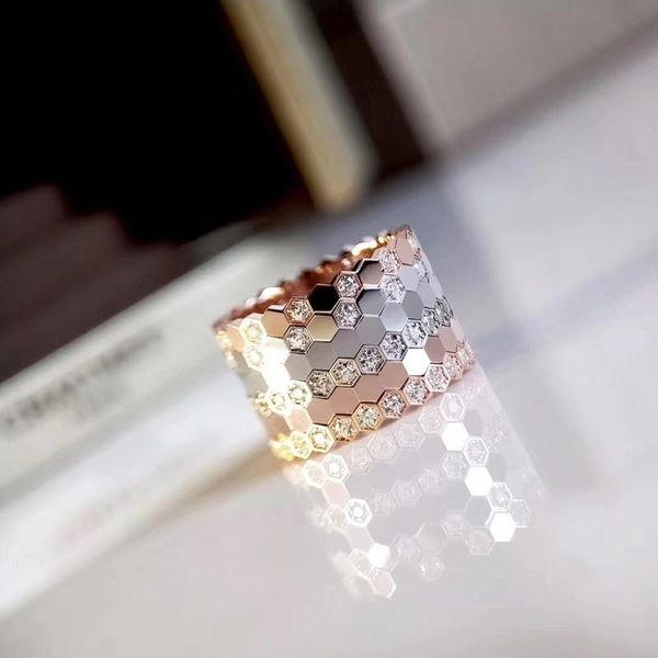 

cluster rings s925 sterling silver honeycomb mesh ring can be stacked to wear bee male and female couples of the same style, Golden;silver