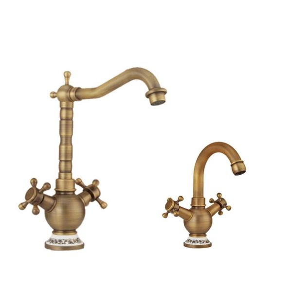

bathroom sink faucets copper european antique double helix leading rotating /cold mixed faucet