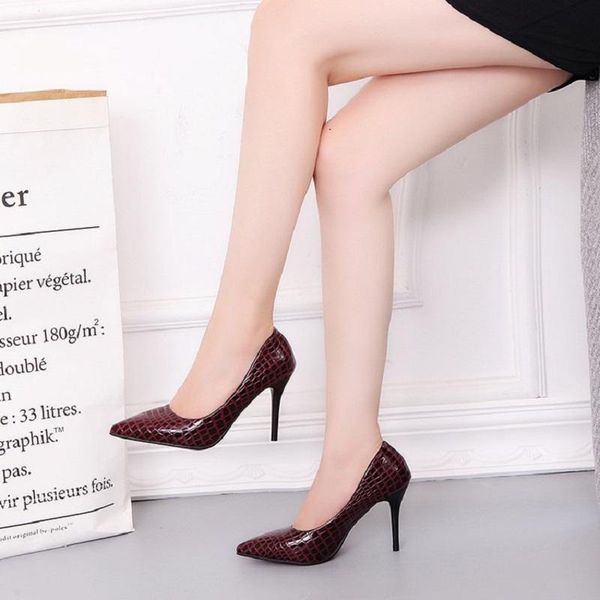 

spring and autumn snakeskin pattern 10cm high heels fashion temperament with women's shoes. dress shoes, Black