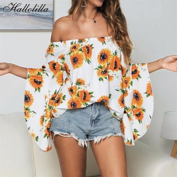 

blusa feminina blouse shirt women harajuku plus size chemise femme haut roupas beach slash neck flare sleeve women's blouses & shirts, White