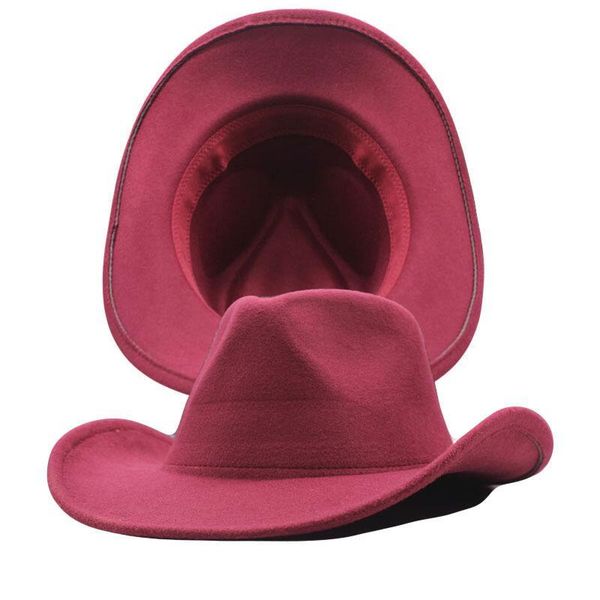 

wide brim hats cotton wine red western cowboy fedora for men women elegant hat autumn winter trilby sombrero cap, Blue;gray