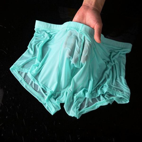 

underpants men's underwear thin ice silk section transparent waist personality male, Black;white