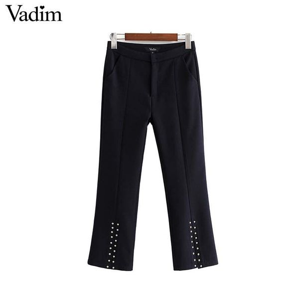 

women's pants & capris vadim women elegant solid straight zipper female basic ankle length office wear long trousers pantalones ka865, Black;white