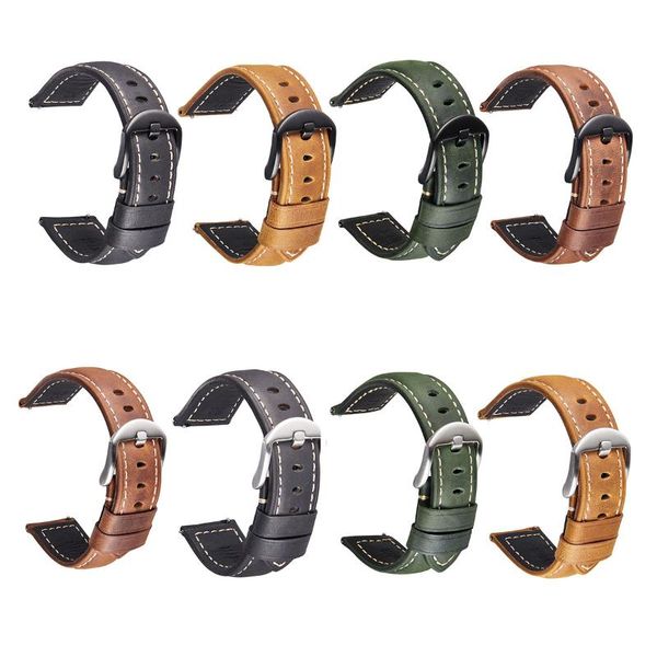 

watch bands 20mm 22mm 24mm cowhide strap genuine leather watchbands for women men quick release band accessories, Black;brown