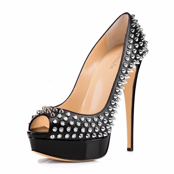 

slippers black stripper ultra high heels platform shoes for woman peep toe bombs with spiked ladies i7gs