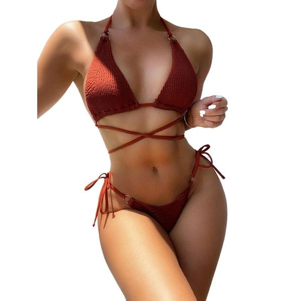 

women's swimwear highcut bandage designer swimsuit halter bra and thong 2 piece bikini set woman 2021 summer bathing suit beachwear, White;black