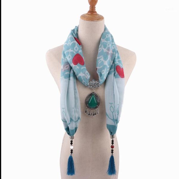 

scarves necklace scarf bohemia necklaces for women cotton jewelry wrap female accessories1, Blue;gray