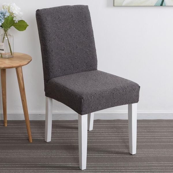 

chair covers solid color jacquard cover thick knitted fabric spandex dining for party office restaurant slipcovers