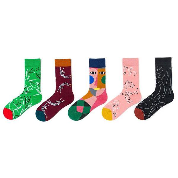 

sports socks men women funny cotton colorful skateboard harajuku streetwear hip hop printing crew, Black