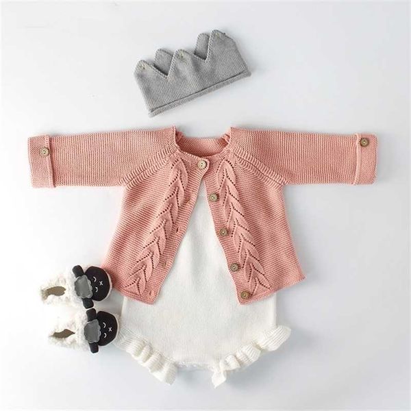 

knitted baby bodysuit set kids sweater cotton born baby girls cardigan bodysuit toddler clothes jumpsuit for kids overalls 211106, Blue