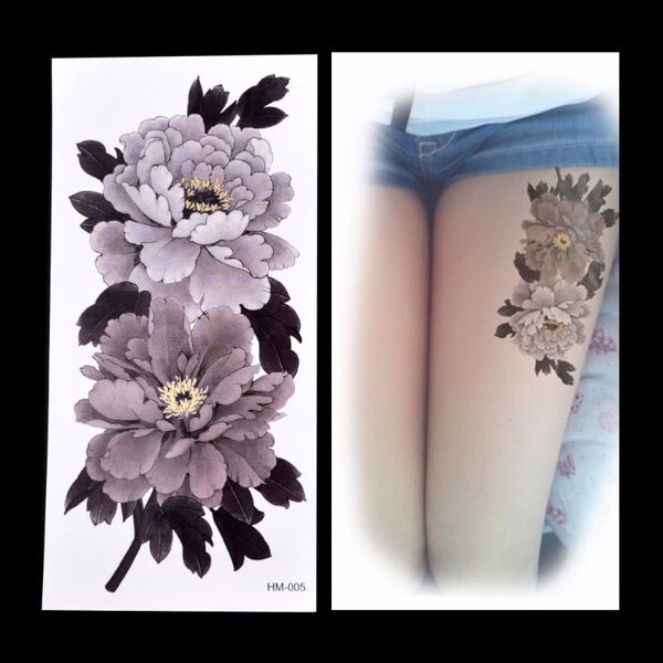 

temporary tattoos tattoo sticker flower peony rose sketches designs girls model arm leg black henna stickers women