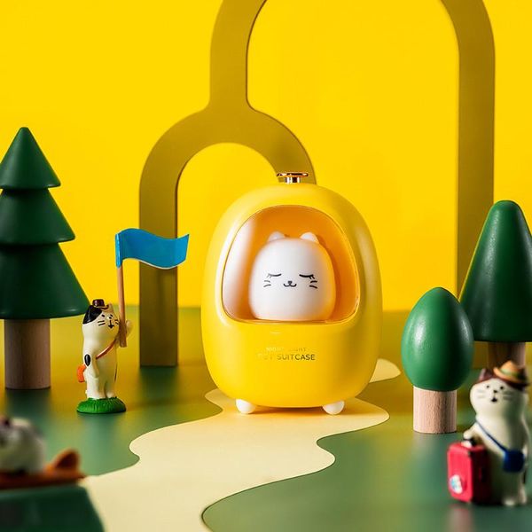 

night lights portable cute pet box light rechargeable led table lamp bedside cartoon pig cat adjustment micro landscape atmosphere ligh