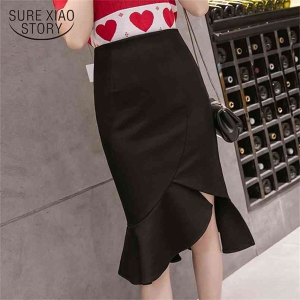 

s-5xl plus size skirt elegant solid black pencil skirt fashion women clothes high waist skirts womens 1554 45 210506