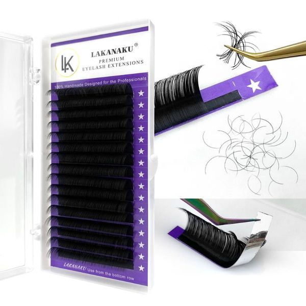 

false eyelashes lakanaku 16rows cashmere volume eyelash extension classic individual tray natural hande-made silk cilios all size