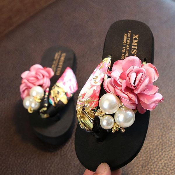 

slipper kriativ summer woman platform slippers flowers sandals girls shoes non-slip house casual for kids adults, Black;grey