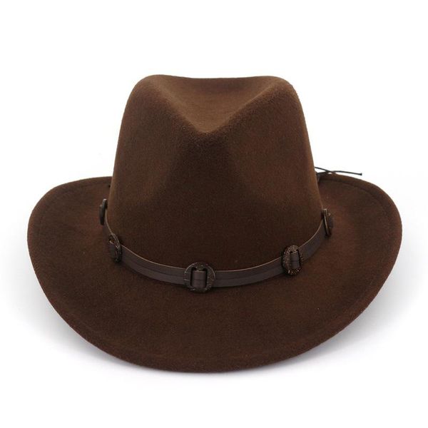 

wide brim hats fedora hat men women brown leather belt decoration felt artificial wool blend winter fashion jazz wholesale, Blue;gray