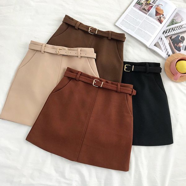 

gagarich high waist skirt women autumn winter new korean style solid a-line skirts 210323, Black