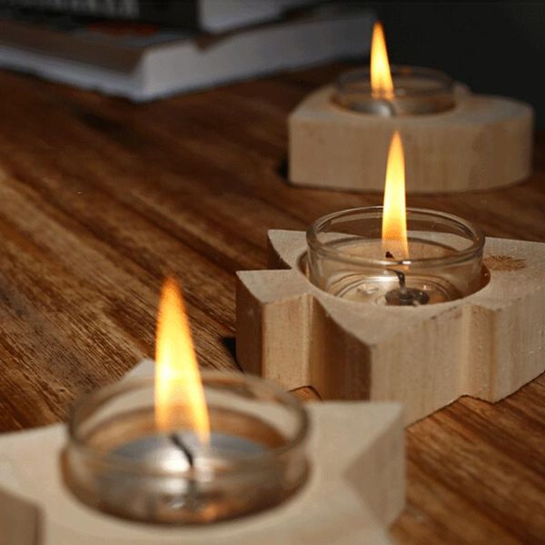 

creative tree heart stars wood candlestick candle holder romantic vintage tea light dinner table candlelight for gift home decor holders