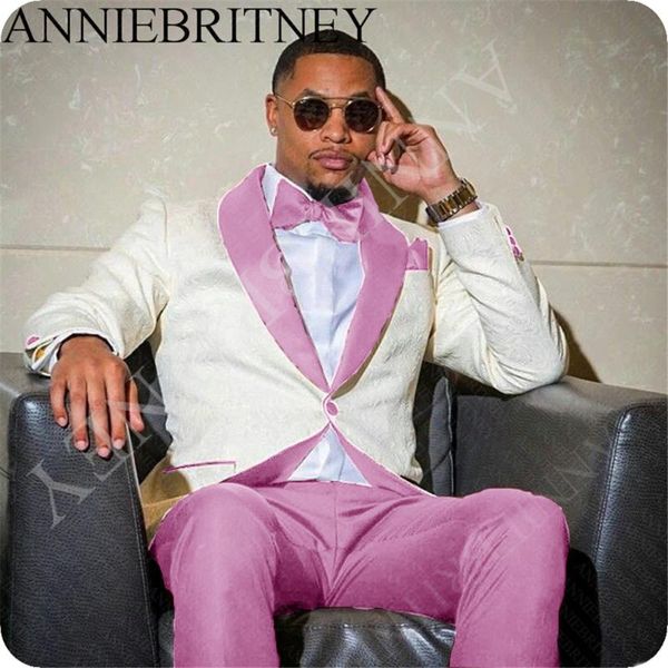 

men's suits & blazers costume homme pink mens 2 piece beach groomsmen wedding tuxedos for men notch lapel formal prom suit (jacket+pant, White;black