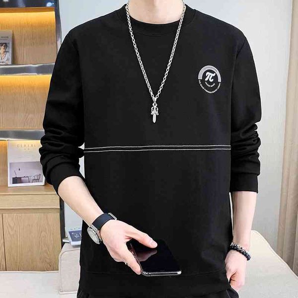 

autumn winter korean urban fashion loose casual men's sweater embroidered and printed large multicolor cotton for external wear, Black