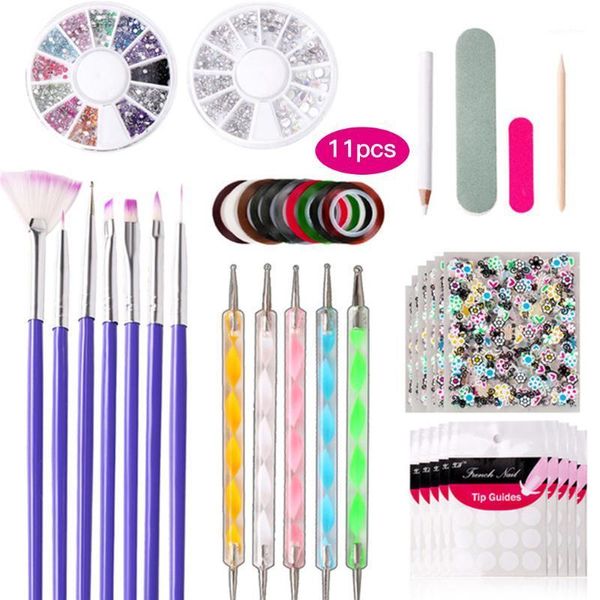 

11pcs nail art point drill set finger drawing brush pen manicure tool kit for beginner1