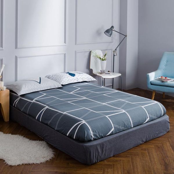 

sheets & sets fashion single double bed 100%cotton fitted sheet mattress cover four corners with elastic twin full queen lining