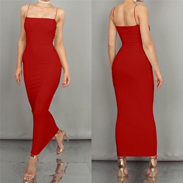 

casual dresses women slim tight solid color y2k sleeveless backless long dress party sling summer maxi black bodycon, Black;gray