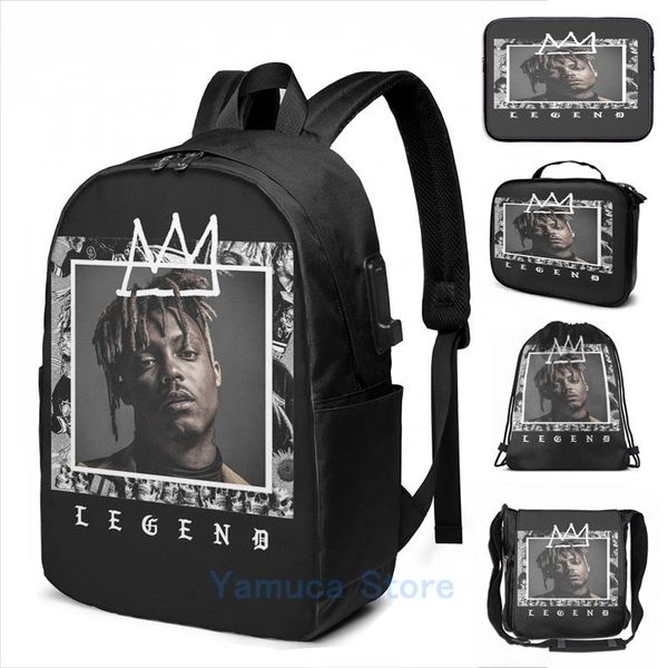 

backpack graphic rip juice wrld shirt fan art gear usb charge men school travel lapbag