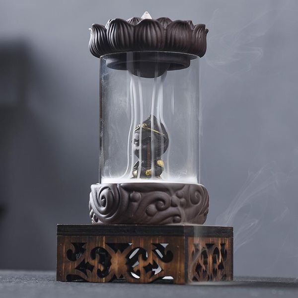 

fragrance lamps monkey king backflow incense burner clear cover ceramic crafts candle holder creative base home decor cone censer