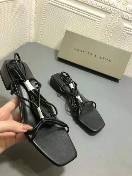 

sandals spring&summer women bandage squaretoe low heels shoes 3xy3, Black