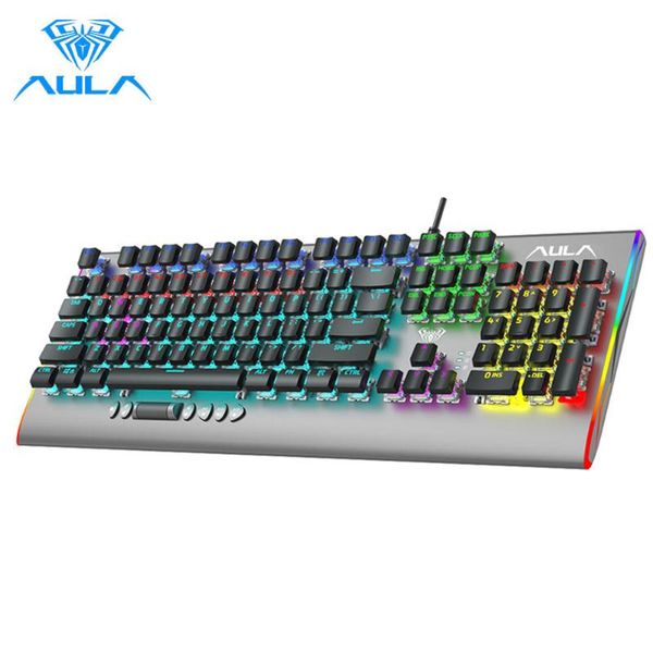 

keyboards aula f2099 mechanical game keyboard blue gaming brown switch wired 104 keys anti-ghosting backlit light for gamer pc