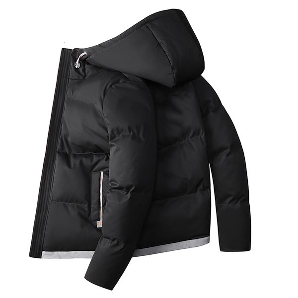 

down men's short-style coats fashion hoodie men parkas keep warm overcoats, Black