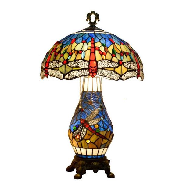 

table lamps tiffany european foyer lamp classical vintage dragonfly glass large desk light apartment country lighting fixture 1230