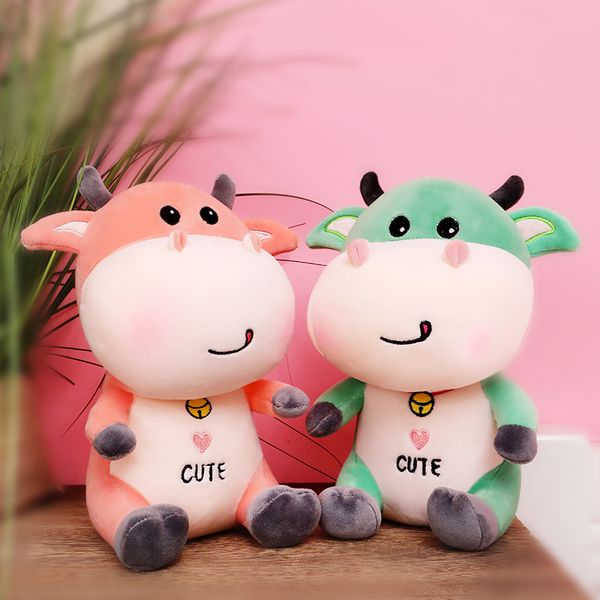 

Cute Cattle Plush Animals Soft Plushie Stuffed Toy Cartoon Cow Doll Appease Toys for Girls Kids Birthday Valentine Gift, Pink