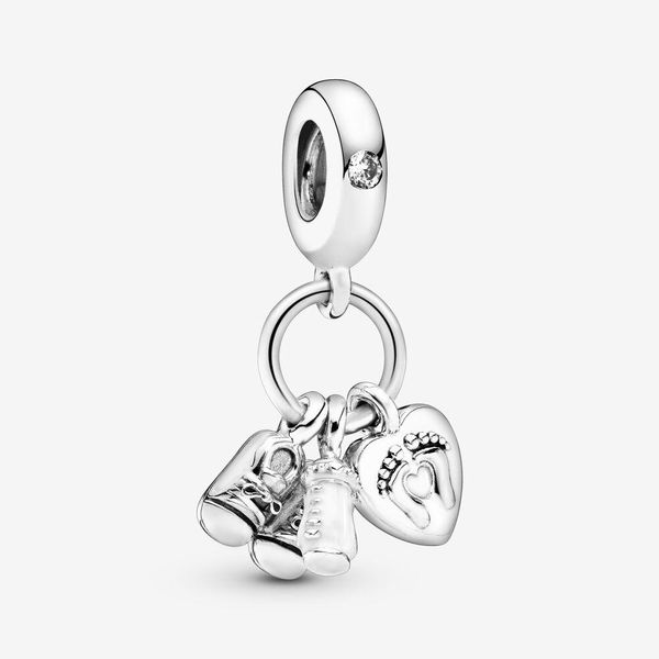 Chegada nova 100% 925 Sterling Silver Baby Baby Garrafa e Sapatos Dangle Charme Fit Pandora Original Europeia Charme Pulseira Moda Jóias Acessórios