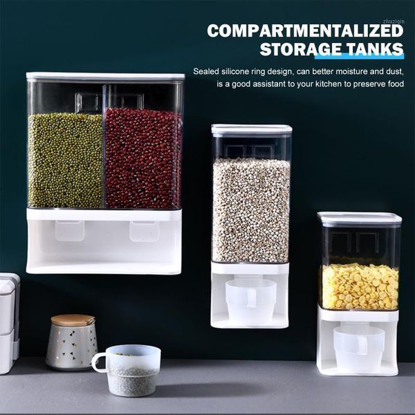 

storage bottles & jars dry dispenser wall mounted - whole grains rice space saving moisture-proof and insect-proof