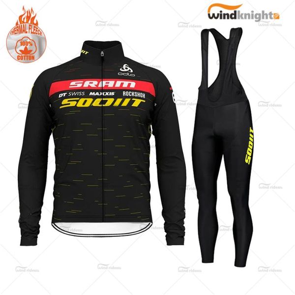 

racing sets black scottes 2021 winter cycling jersey pro team fleece clothing mtb ropa ciclismo triathlon suit bib pants set, Black;blue