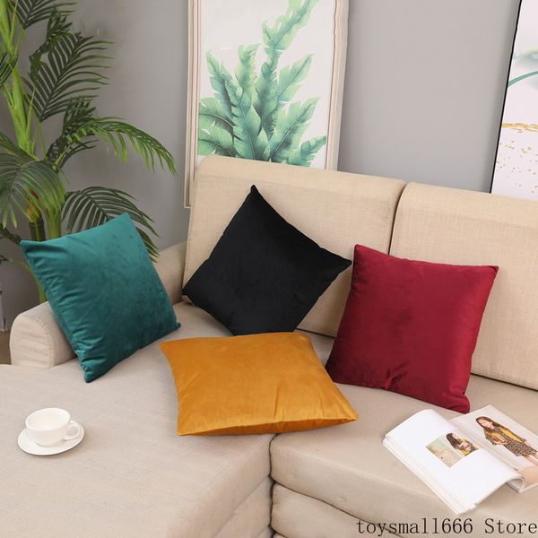 

12 colors velvet solid square pillow with pillowcase soft home l sofa pillow ins style comfort touch
