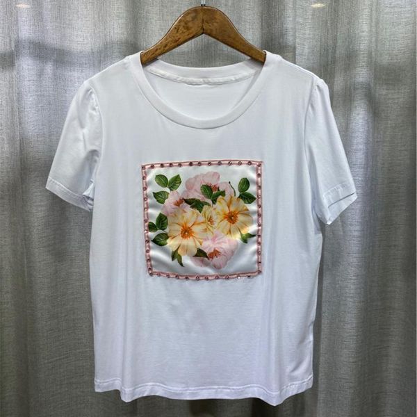 

summer 2021 designer women's diamonds cotton t-shirts b110 t-shirt, White
