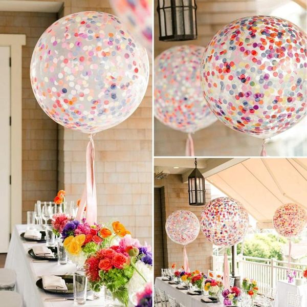 

party decoration taoup 36inch transparent balloons confetti round ballons accessories wedding baloons decor happy birthday favors