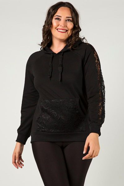 

black plus you sweatshirts with lace sleeves women's blouses & shirts, White