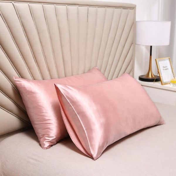 

pillow case queen 51x76cm solid silky satin skin care pillowcase hair anti king full size cover