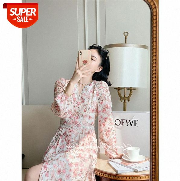 

loose, thin, sweet, fresh, mid-length, printed floral lace dress, fairy skirt #wl2d, Black;gray